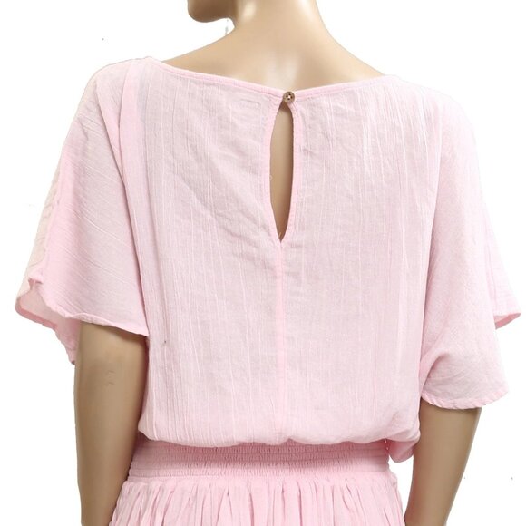 Free People Free-Est Sutton Mini Dress Flutter Sleeve Smocked Wide Boat M 283563 - Picture 6 of 7